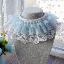 Load image into Gallery viewer, Dog Cat Cute Collar Necklace Kitten Puppy Girl Costume Decor Adjustable Blue Lace Triangular Bandanas For Dogs And Cats Girls
