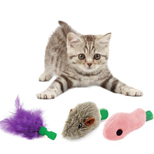 Load image into Gallery viewer, 3Pcs Cat Toy Pop Play Pet Toy Ball POP N PLAY Cat Scratching Device With 3 Replaceable Accessories Mouse Fish Feather
