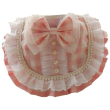 Load image into Gallery viewer, Lace With Pearl Bows Pet Bibs Collar For Cats Puppies Dogs Plaid Washable Adustable Puppy Bows Scarf Tie Necklace Jewelry Goods
