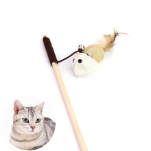 Load image into Gallery viewer, Hot Sale 1PC Pet Cat Teaser Toys Feather Linen Wand Cat Catcher Teaser Stick Cat Interactive Toys Wood Rod Mouse Toy Supplies
