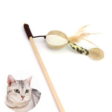 Load image into Gallery viewer, Hot Sale 1PC Pet Cat Teaser Toys Feather Linen Wand Cat Catcher Teaser Stick Cat Interactive Toys Wood Rod Mouse Toy Supplies
