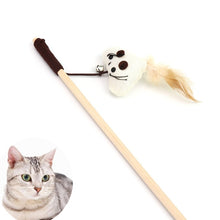Load image into Gallery viewer, Hot Sale 1PC Pet Cat Teaser Toys Feather Linen Wand Cat Catcher Teaser Stick Cat Interactive Toys Wood Rod Mouse Toy Supplies

