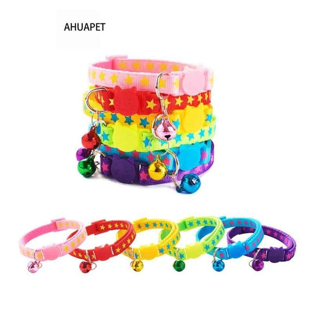 60 Pcs Puppy Halsbandjes Luxury Cat Collars Collar Gato Pet Collar For Cats Collar With Bell Adjustable Buckle Puppy Cat
