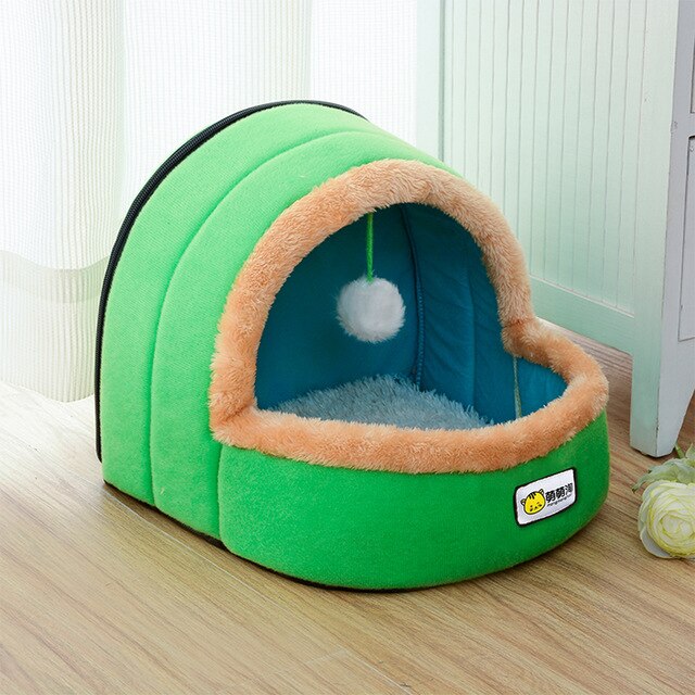 Cute Cat Bed Indoor Kitten House Warm Small for cats Dogs Nest Foldable Cat Cave Sleeping Plush Mats Soft Cat House