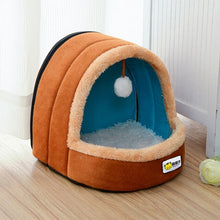 Load image into Gallery viewer, Cute Cat Bed Indoor Kitten House Warm Small for cats Dogs Nest Foldable Cat Cave Sleeping Plush Mats Soft Cat House
