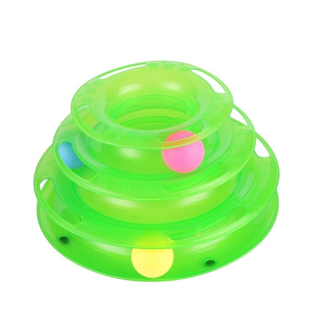 Funny Pet Toys Cat Crazy Ball Disk Interactive Amusement Plate Play Disc Trilaminar Turntable Two Layer Cat Toy Tower Track Disc